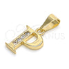 Dije Elegante 05.26.0028 Oro Laminado, Diseño de Iniciales, con Blanca Zirconia Cubica, Pulido, Tono Dorado