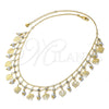 Gargantilla Elegante 04.105.0014 Oro Laminado, Diseño de Oja, con Gris Perla and Blanca Zirconia Cubica, Pulido, Tono Dorado (02 MM Thickness, 18 Inches Length)