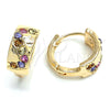 Argolla Huggie 02.165.0129.1 Oro Laminado, con Multicolor Cristal, Pulido, Tono Dorado