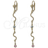 Arete Largo 02.63.2425 Oro Laminado, con Multicolor Opal, Pulido, Tono Dorado