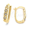 Argolla Huggie 02.168.0018 Oro Laminado, con Blanca Cristal, Pulido, Tono Dorado