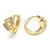 Argolla Huggie 02.122.0072 Oro Laminado, con Multicolor Micro Pave, Diamantado, Tono Dorado