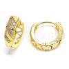 Argolla Huggie 02.122.0060 Oro Laminado, con Multicolor Micro Pave, Diamantado, Tono Dorado