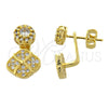 Arete Dormilona 02.199.0002 Oro Laminado, Diseño de Flor, con Blanca Micro Pave, Pulido, Tono Dorado