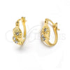 Argolla Huggie 02.164.0039 Oro Laminado, Diseño de Corazón, con Blanca Cristal, Mate, Tono Dorado