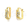 Argolla Huggie 02.164.0035 Oro Laminado, con Blanca Cristal, Pulido, Tono Dorado