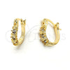 Argolla Huggie 02.164.0023 Oro Laminado, con Blanca Cristal, Diamantado, Tono Dorado