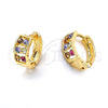 Argolla Huggie 02.164.0025.1 Oro Laminado, con Multicolor Cristal, Mate, Tono Dorado