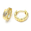 Argolla Huggie 02.122.0065 Oro Laminado, Diseño de Flor, con Multicolor Micro Pave, Diamantado, Tono Dorado