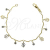 Pulsera de Dije 03.63.0205.07 Oro Laminado, Diseño de Trébol de Cuatro Hojas, con Blanca Zirconia Cubica, Pulido, Tono Dorado (02 MM Thickness, 7 Inches Length)