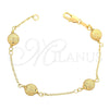 Pulsera Elegante 03.63.1262.07 Oro Laminado, Diseño de Bola y Rolo, Mate, Tono Dorado (7 Inches Length)