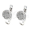 Argolla Huggie 02.186.0009 Plata Rodinada, Diseño de Bola, con Micro Pave Blanca, Pulido, Rodinado