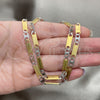 Collar y Pulsera 04.113.0041.24 Acero Inoxidable, Diseño de Llave Griega, Diamantado, Dos Tonos