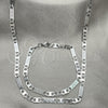 Collar y Pulsera 04.113.0046.24 Acero Inoxidable, Diseño de Llave Griega, Diamantado, Tono Plateado