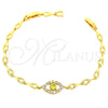 Pulsera Elegante 03.60.0014 Oro Laminado, con Multicolor Zirconia Cubica, Pulido, Tono Dorado (7 Inches Length)