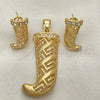 Juego de Arete y Dije de Adulto 10.91.0294 Oro Laminado, con Blanca Cristal, Pulido, Tono Dorado
