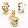 Juego de Arete y Dije de Adulto 10.59.0190 Oro Laminado, con Dorado Cristal, Pulido, Tono Dorado