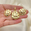 Juego de Arete y Dije de Adulto 10.59.0187 Oro Laminado, con Blanca Cristal, Pulido, Tono Dorado