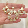 Juego de Arete y Dije de Adulto 10.59.0126 Oro Laminado, Diseño de Corazón, con Blanca Cristal, Pulido, Tono Dorado