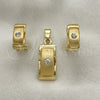Juego de Arete y Dije de Adulto 10.59.0182 Oro Laminado, con Blanca Cristal, Pulido, Tono Dorado