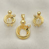 Juego de Arete y Dije de Adulto 10.59.0146 Oro Laminado, con Blanca Cristal, Pulido, Tono Dorado