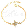 Pulsera Elegante 03.65.1133.1 Oro Laminado, Diseño de Mariposa, con Multicolor Zirconia Cubica, Pulido, Tono Dorado (7 Inches Length)