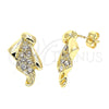 Arete Dormilona 02.59.0040 Oro Laminado, Diseño de Pajaro, con Blanca Cristal, Pulido, Tono Dorado