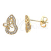 Arete Dormilona 02.122.0075 Oro Laminado, Diseño de Arco, con Blanca Micro Pave, Pulido, Tono Dorado