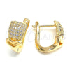 Argolla Huggie 02.156.0165 Oro Laminado, Diseño de Corazón y Amor, con Blanca Micro Pave, Pulido, Tono Dorado
