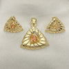 Juego de Arete y Dije de Adulto 10.59.0151.2 Oro Laminado, con Topacio Zirconia Cubica, Pulido, Tono Dorado