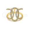 Anillo Multi Piedra 01.155.0045.09 Oro Laminado, con Blanca Zirconia Cubica, Pulido, Tono Dorado (Size 9)