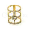 Anillo Multi Piedra 01.155.0037.06 Oro Laminado, con Blanca Micro Pave and Blanca Zirconia Cubica, Pulido, Tono Dorado (Size 6)