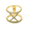 Anillo Multi Piedra 01.166.0031.09 Oro Laminado, con Blanca Zirconia Cubica, Pulido, Tono Dorado (Size 9)