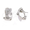 Arete Dormilona 02.59.0073.1 *PROMO* Rodio Laminado, Diseño de Arco y Torcido, con Cristal Blanca, Pulido, Rodinado