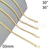 Gargantilla Basica 04.63.0210.36 Oro Laminado, Diamantado, Tono Dorado (03 MM Thickness, 36 Inches Length)