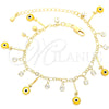 Pulsera de Dije 03.63.0180.08 Oro Laminado, Diseño de Ojo Griego, con Blanca Zirconia Cubica, Resinado Amarillo, Tono Dorado (02 MM Thickness, 8 Inches Length)