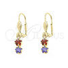Arete Colgante 02.63.2430.1 Oro Laminado, Diseño de Estrella, con Multicolor Zirconia Cubica, Pulido, Tono Dorado