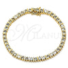 Pulsera Tennis 03.60.0146 Oro Laminado, con Blanca Zirconia Cubica, Pulido, Tono Dorado (04 MM Thickness, 7 Inches Length)