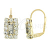 Arete Gancho Frances 5.125.020.1 Oro Laminado, con Blanca Zirconia Cubica, Pulido, Tono Dorado