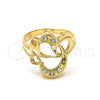 Anillo Multi Piedra 01.165.0002.06 Oro Laminado, Diseño de Corazón, con Blanca Cristal, Pulido, Tono Dorado (Size 6)