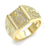 Anillo de Hombre 01.185.0002.10 Oro Laminado, Diseño de Guadalupe, Diamantado, Tono Dorado (Size 10)