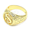 Anillo de Hombre 01.185.0001.12 Oro Laminado, Diseño de Dinero, Pulido, Tono Dorado (Tamaño 12)