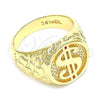 Anillo de Hombre 01.185.0001.12 Oro Laminado, Diseño de Dinero, Pulido, Tono Dorado (Tamaño 12)