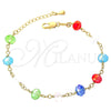 Pulsera Elegante 03.63.1305.07 Oro Laminado, Diseño de Bola, con Multicolor Cristal, Pulido, Tono Dorado (7 Inches Length)