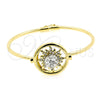 Aro Individual 07.59.0047 Oro Laminado, Diseño de Sol y Bola, con Blanca Cristal, Pulido, Tono Dorado (60 MM Thickness, Size 3 (2.00 Diameter))