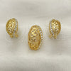 Juego de Arete y Dije de Adulto 10.59.0227 Oro Laminado, Diseño de Oja, con Blanca Cristal, Pulido, Tono Dorado