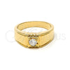 Anillo de Hombre 01.63.0518.07 Oro Laminado, Diseño de Solitario, con Blanca Zirconia Cubica, Pulido, Tono Dorado (Size 7)