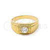 Anillo de Hombre 5.175.025.06 Oro Laminado, Diseño de Solitario, con Blanca Zirconia Cubica, Diamantado, Tono Dorado (Size 6)