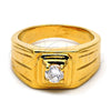 Anillo de Hombre 5.175.028.07 Oro Laminado, Diseño de Solitario, con Blanca Zirconia Cubica, Pulido, Tono Dorado (Size 7)