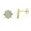 Arete Dormilona 02.55.0024 *PROMO* Oro Laminado, Diseño de Leon, Pulido, Dos Tonos